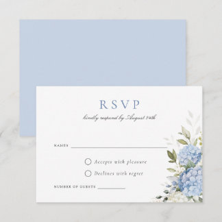 Elegant Blue Hydrangea Greenery Wedding RSVP Card