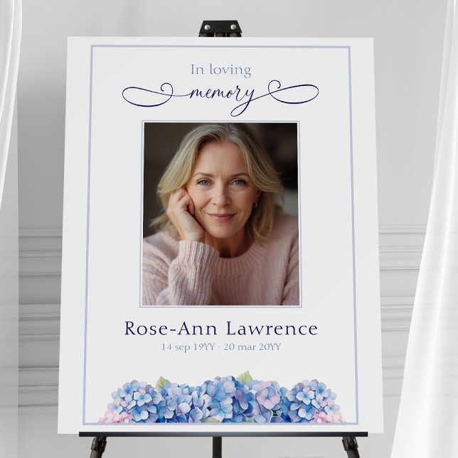 Elegant Blue Hydrangea In Loving Memory Funeral Foam Board (Creator Uploaded)