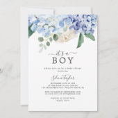 Elegant Blue Hydrangea It's A Boy Baby Shower Invitation (Front)