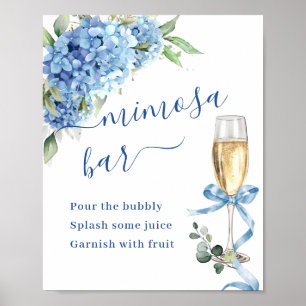 Elegant Blue Hydrangea Mimosa Bar Weddin Poster