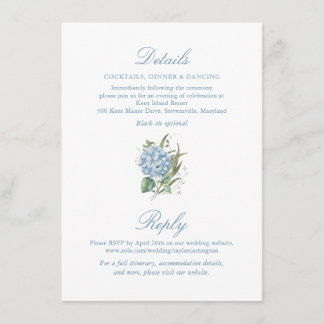 Elegant Blue Hydrangea Monogram Enclosure Card