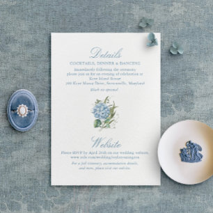 Elegant Blue Hydrangea Monogram Enclosure Card