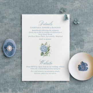 Elegant Blue Hydrangea Monogram Enclosure Card