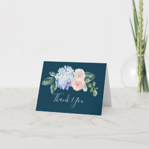 Elegant Blue Hydrangea   Navy Thank You Card
