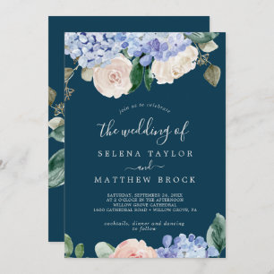 Elegant Blue Hydrangea Navy The Wedding Of Invitation