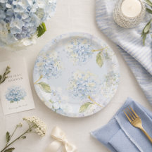 Elegant Blue Hydrangea Paper Plates