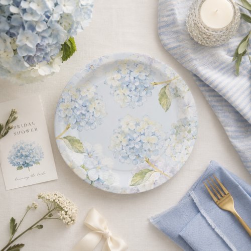 Elegant Blue Hydrangea Paper Plates