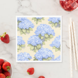 Elegant Blue Hydrangea Pattern Paper Table Napkins