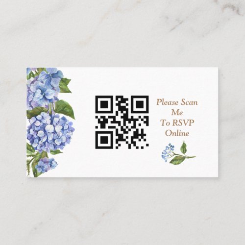 Elegant Blue Hydrangea QR Code RSVP Card