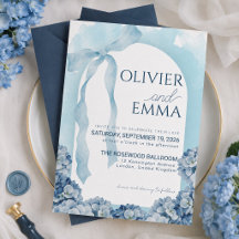 Elegant Blue Hydrangea Ribbon Wedding