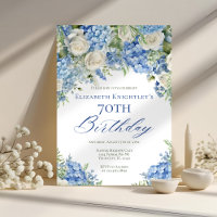 Elegant Blue Hydrangea Roses Garden Birthday Party