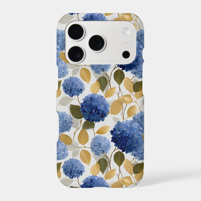  Elegant Blue Hydrangea Seamless Pattern Iphone Case (Back)