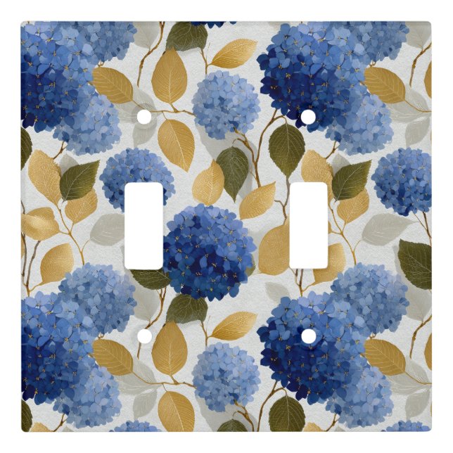  Elegant Blue Hydrangea Seamless Pattern Light Switch Cover (Front)