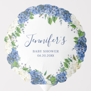 Elegant Blue Hydrangea Summer Spring Baby Shower Balloon