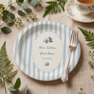 Elegant Blue Hydrangea Tea Party Bridal Shower Paper Plates