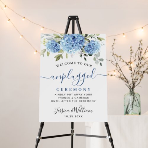 Elegant Blue Hydrangea Unplugged Wedding Ceremony Foam Board