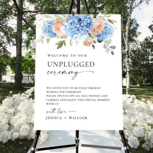 Elegant Blue Hydrangea Unplugged Wedding Ceremony Foam Board