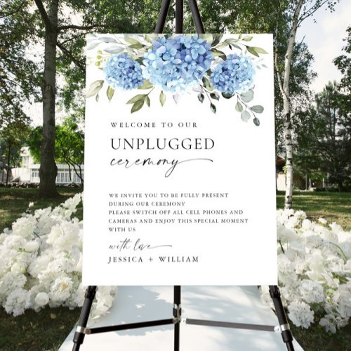 Elegant Blue Hydrangea Unplugged Wedding Ceremony Foam Board