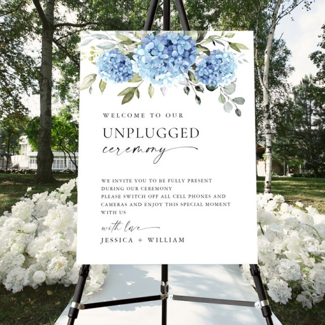 Elegant Blue Hydrangea Unplugged Wedding Ceremony Foam Board (Creator Uploaded)