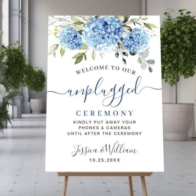Elegant Blue Hydrangea Unplugged Wedding Ceremony Foam Board (Creator Uploaded)
