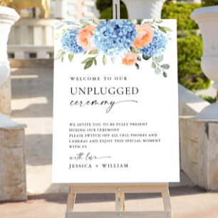 Elegant Blue Hydrangea Unplugged Wedding Ceremony Foam Board