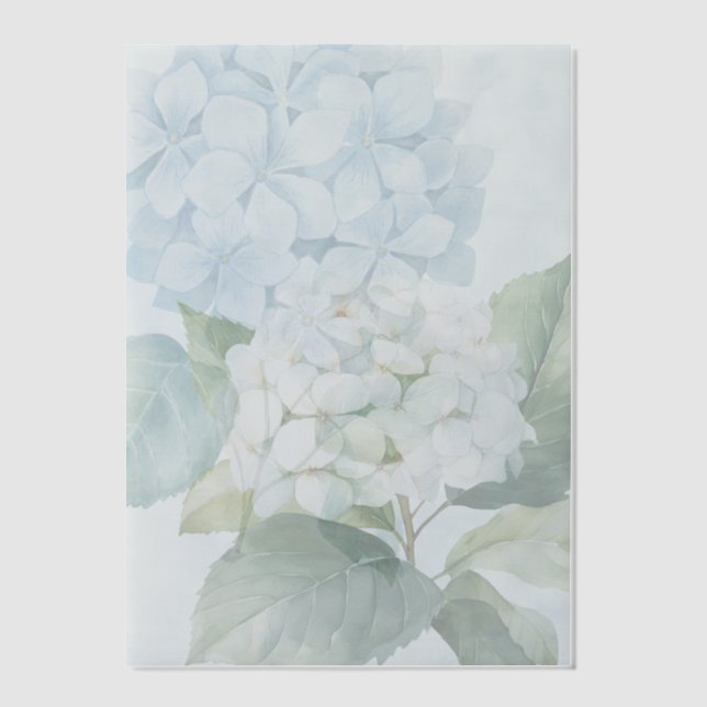 Elegant Blue Hydrangea Vellum Overlay Invitations (Front)