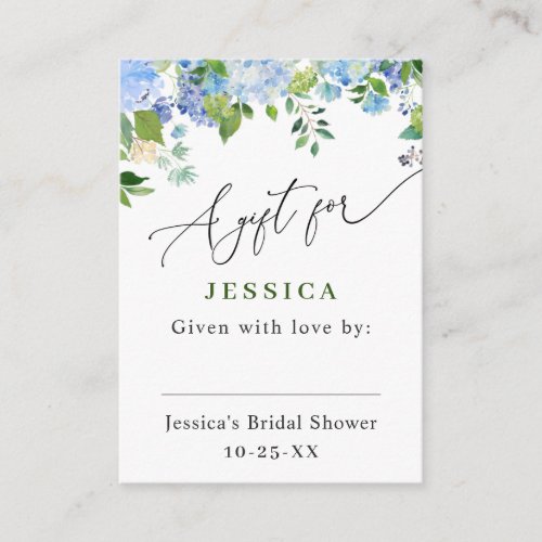 Elegant Blue Hydrangea Watercolor Display Shower Enclosure Card