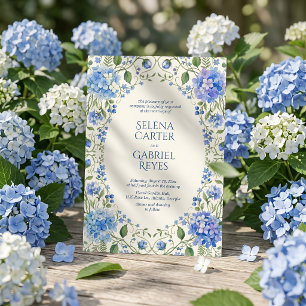 Elegant Blue Hydrangea Watercolor Floral Wedding Invitation