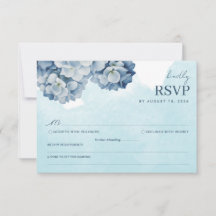 Elegant Blue Hydrangea Watercolor RSVP Card