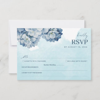 Elegant Blue Hydrangea Watercolor RSVP Card