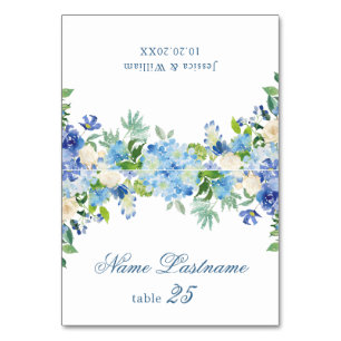 Elegant Blue Hydrangea Wedding Escort Card