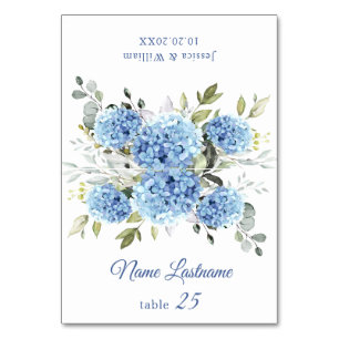 Elegant Blue Hydrangea Wedding Escort Card
