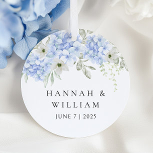Elegant Blue Hydrangea Wedding Favor Tags