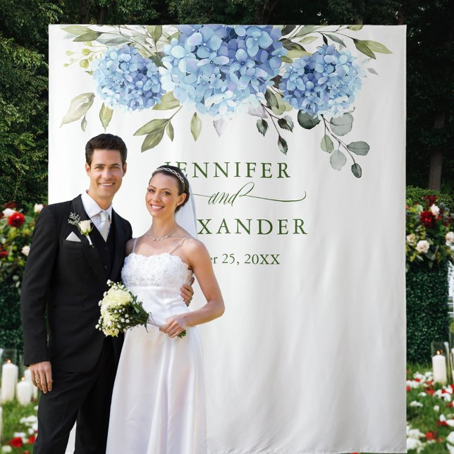 Elegant Blue Hydrangea Wedding Photo Backdrop (Creator Uploaded)