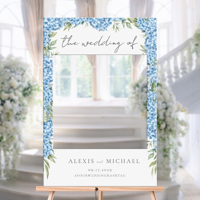 Elegant Blue Hydrangea Wedding Photo Selfie Frame Foam Board (Creator Uploaded)