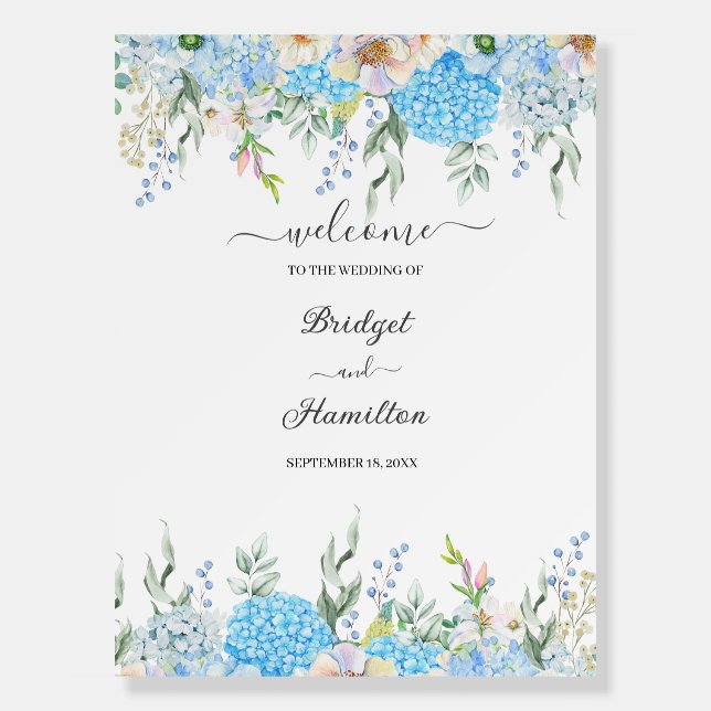 Elegant Blue Hydrangea Wedding Poster (Front)