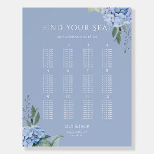Elegant Blue Hydrangea Wedding Seating Chart 12 Foam Board