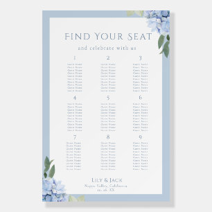 Elegant Blue Hydrangea Wedding Seating Chart 9 Foam Board