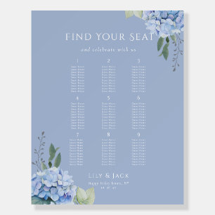 Elegant Blue Hydrangea Wedding Seating Chart 9 Foam Board