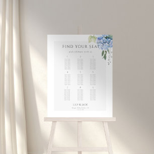 Elegant  Blue Hydrangea Wedding Seating Chart 9 Foam Board