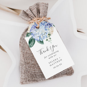 Elegant Blue Hydrangea Wedding Thank You Favor Gift Tags