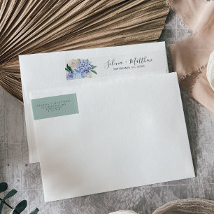 Elegant Blue Hydrangea Wedding Wrap Around Label