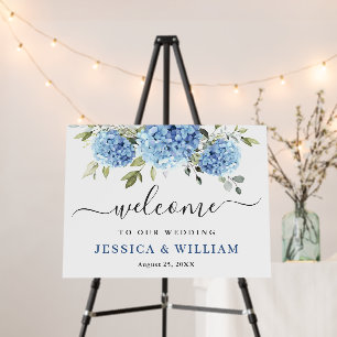 Elegant Blue Hydrangea Welcome Wedding Foam Board