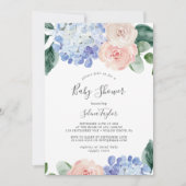 Elegant Blue Hydrangea | White Baby Shower Invitation (Front)