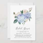 Elegant Blue Hydrangea | White Bridal Shower Invitation (Front)