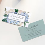 Elegant Blue Hydrangea | White Business Card<br><div class="desc">This elegant blue hydrangea business card is perfect for a small business owner,  consultant,  florist and more! The classic floral design features soft powder blue watercolor hydrangeas accented with neutral blush pink flowers and green leaves.</div>