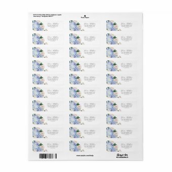 Elegant Blue Hydrangea White Return Address Label | Zazzle