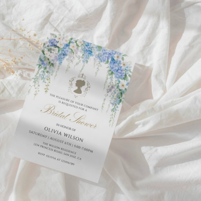 Elegant Blue Hydrangea & White Rose Bridal Shower  Invitation (Creator Uploaded)