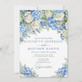 Elegant Blue Hydrangea White Roses Floral Wedding Invitation | Zazzle