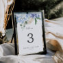 Elegant Blue Hydrangea | White Table Number